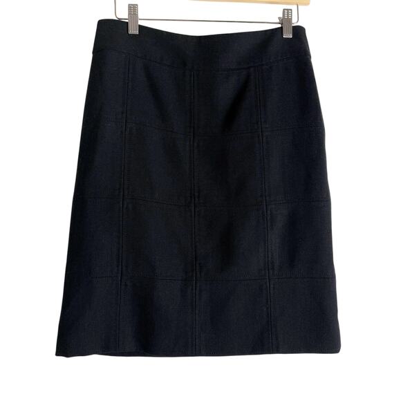 Tory Burch Stitched Black Wool Pieced Knee Length Pencil Skirt Size 4 - Picture 1 of 8